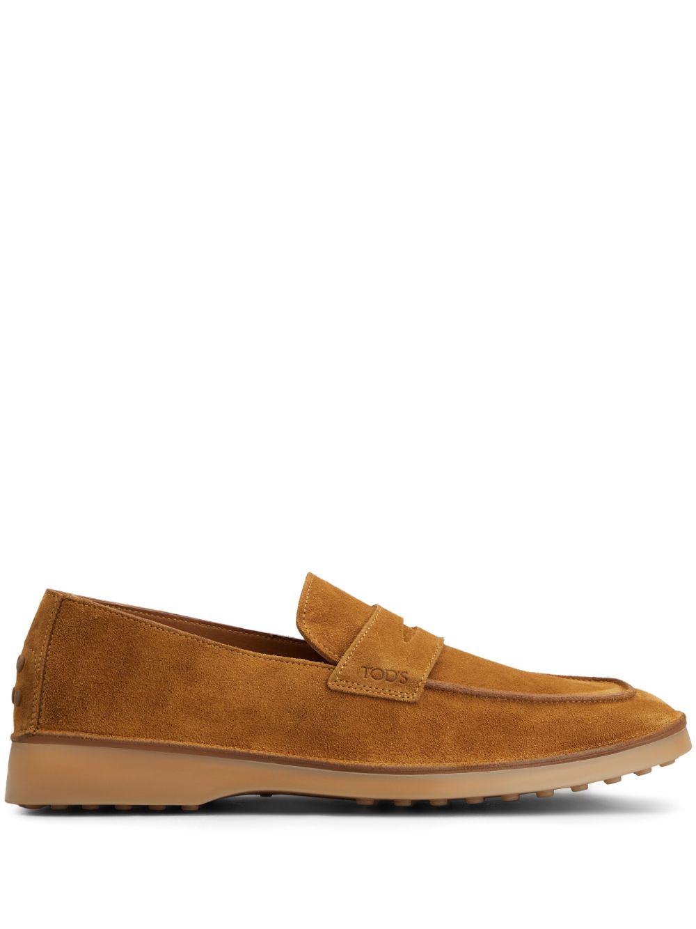 Slip-On Loafers with Gommino Sole in Caramel Brown Suede