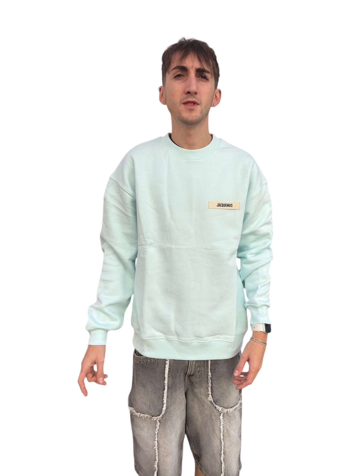 Organic Cotton Fleece Sweatshirt with Gros-Grain Logo