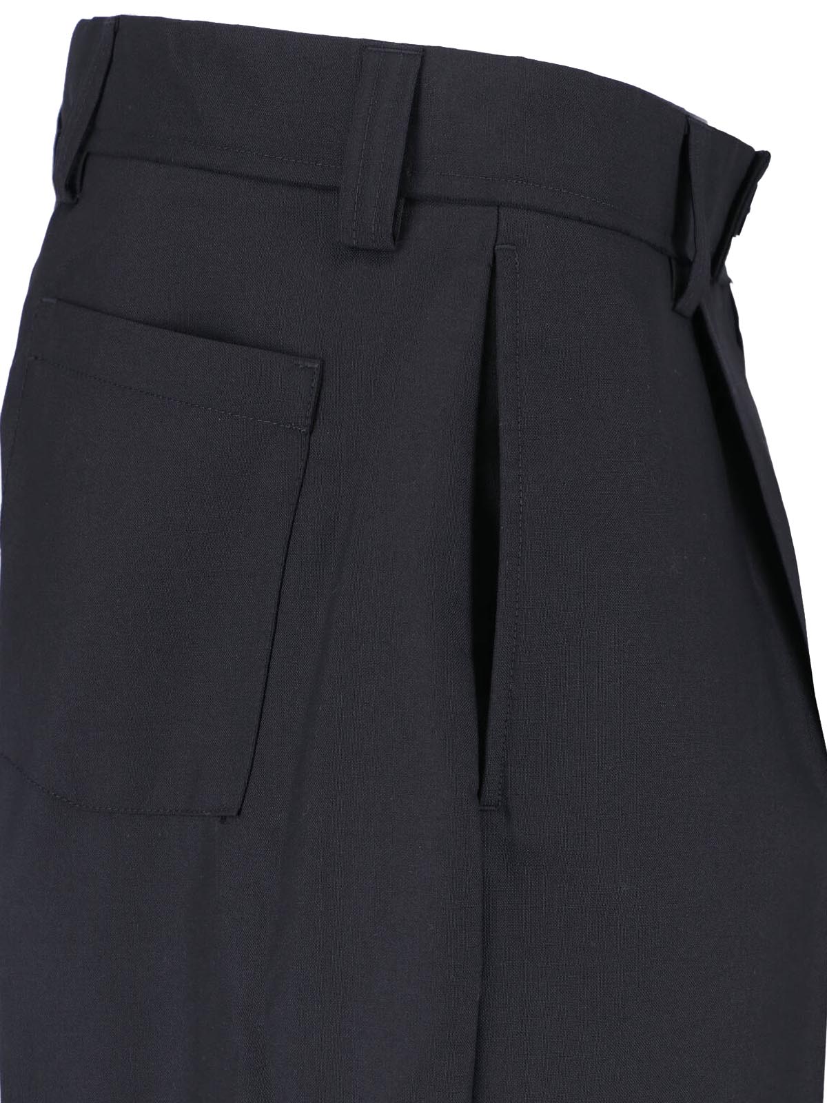 Black Classic Straight-Leg Wool Shorts