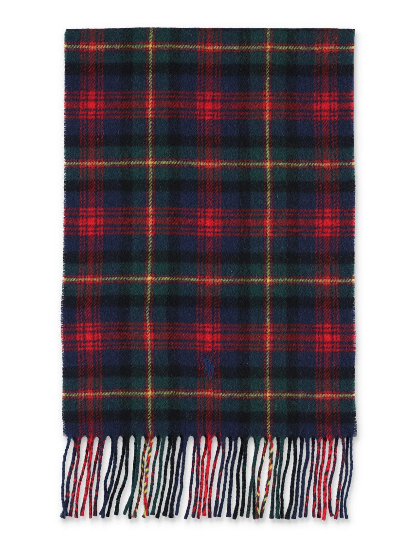 Checkered Tartan Scarf With Fringed Edges