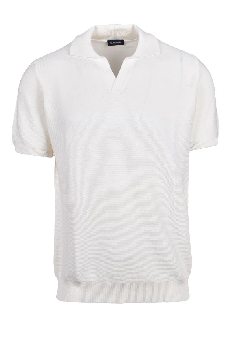 Cotton Knit Polo Shirt - White
