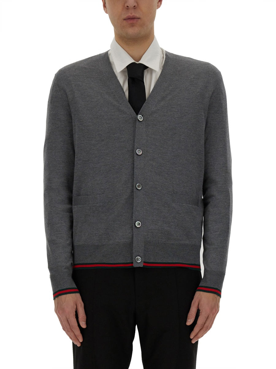 Web Pattern Cardigan with Classic Button Closure