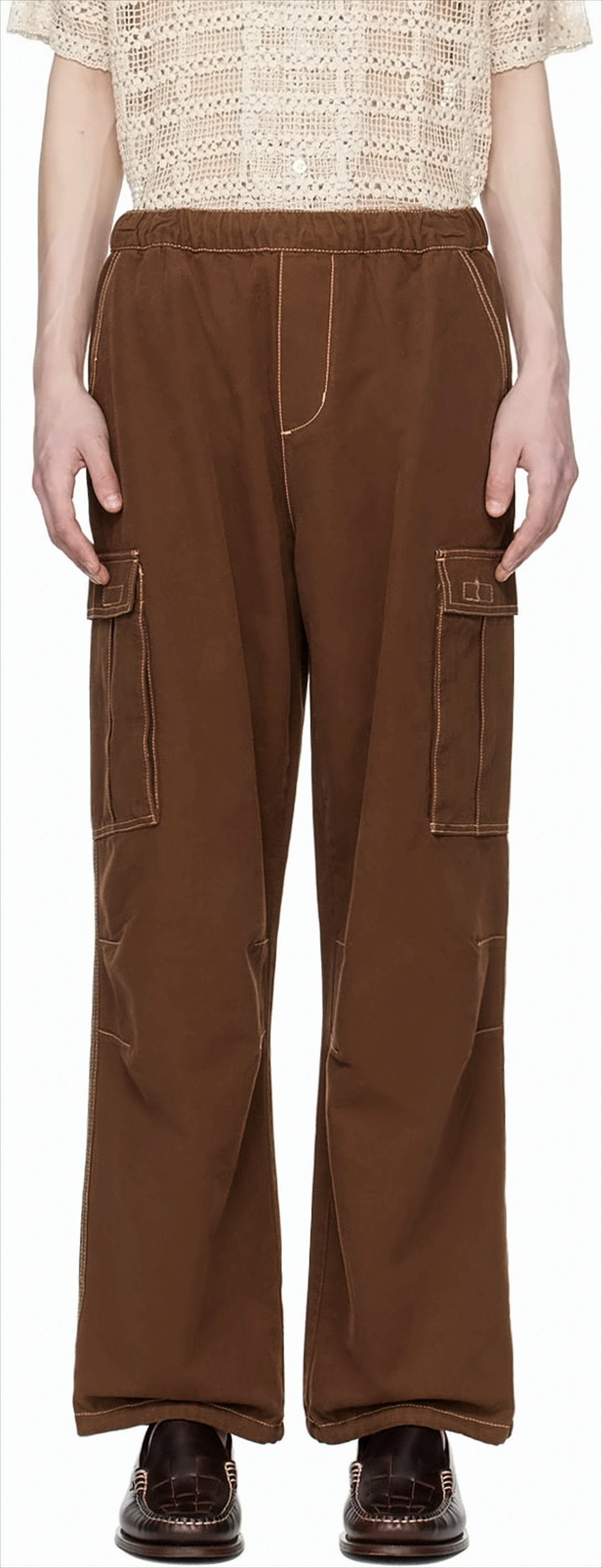 Wide-Leg Casual Pants with Flap Pockets