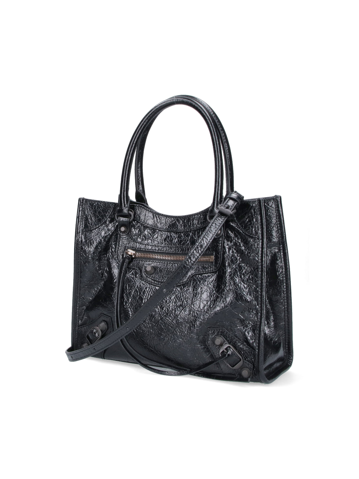 Black Rectangular Synthetic Leather Bag