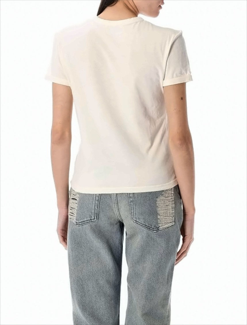 Slim Fit Cotton T-Shirt with Iconic Lip Graphic