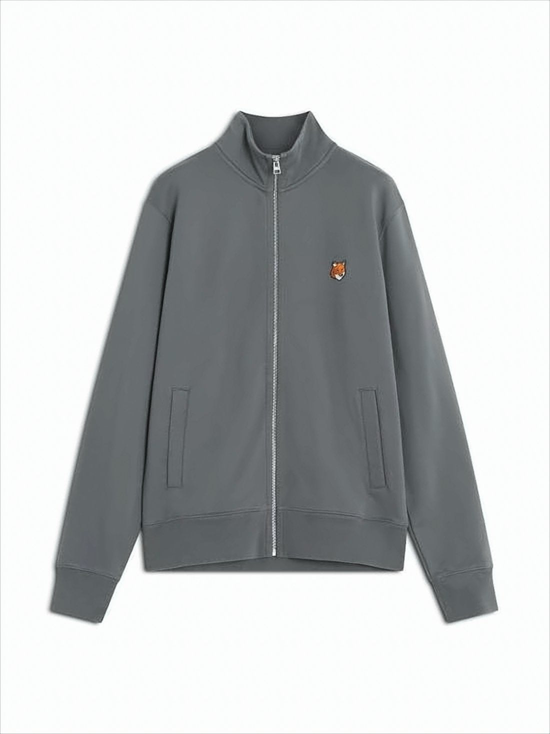 Regular-Fit Grey Sweatshirt With Front Zipper