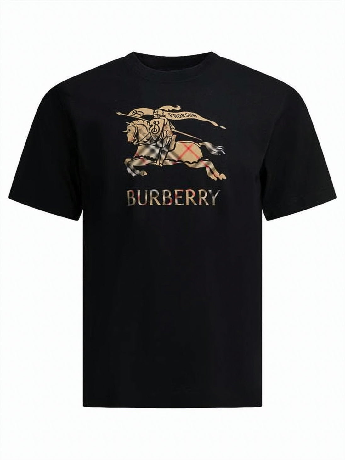 Classic Crew Neck Black T-Shirt with Equestrian Graphic