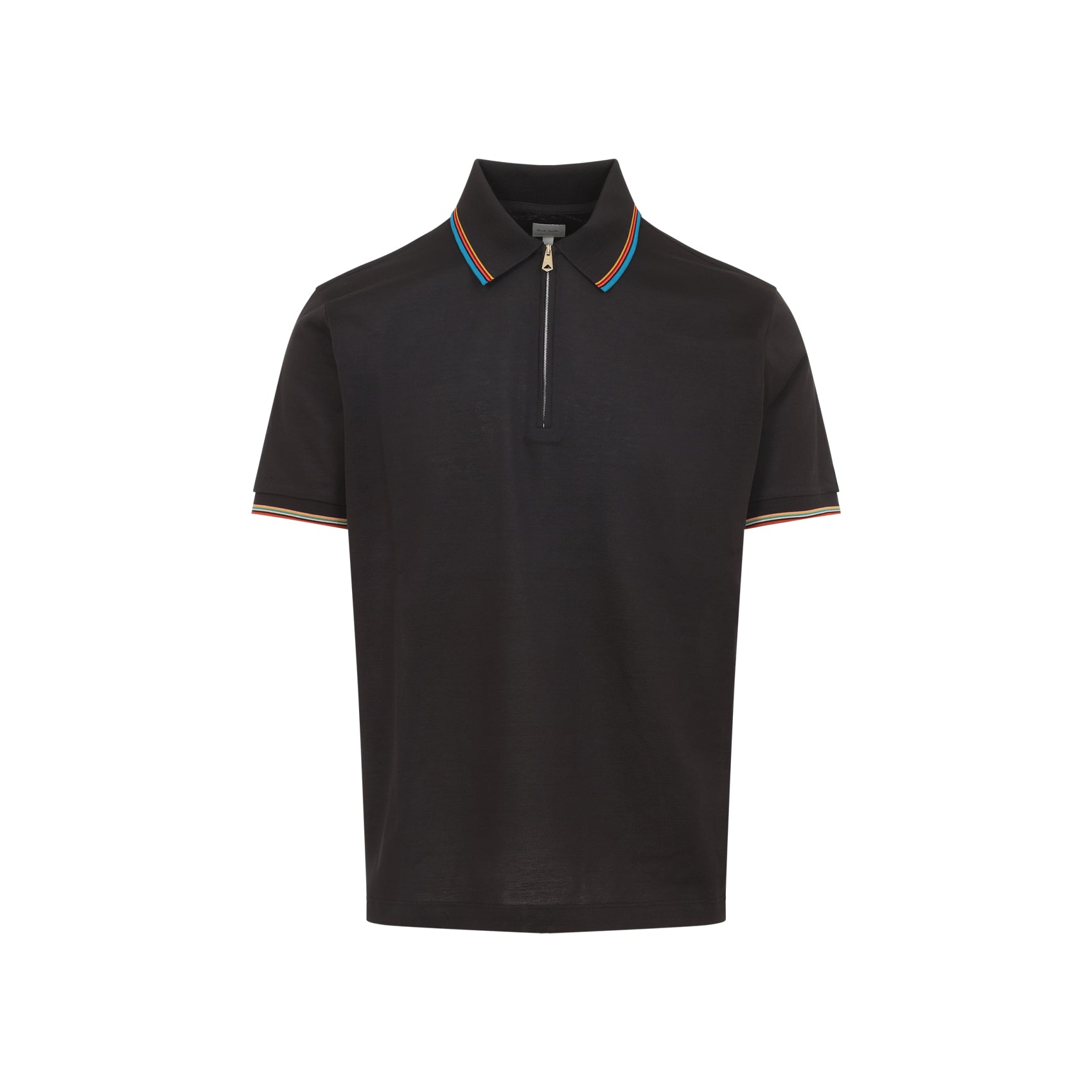 Short-Sleeve Polo Shirt With Colorful Striped Detailing
