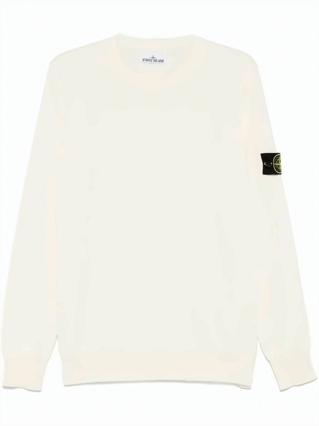 Crewneck Knit Sweater with Distinctive Sleeve Patch