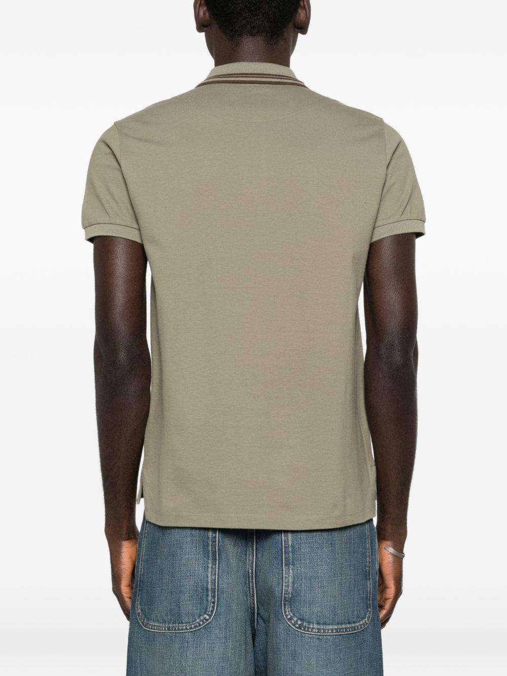 Short-Sleeve Polo Shirt With Ribbed Collar And Striped Accents
