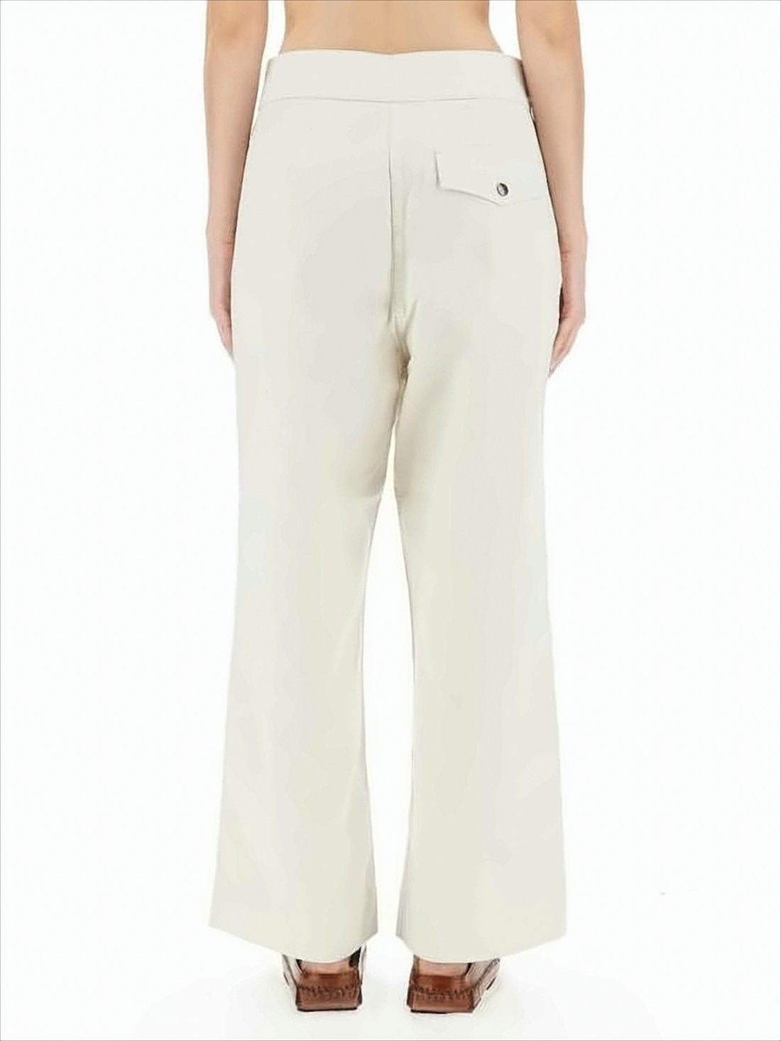 High-Waisted Straight-Leg Pants with Double-Button Closure
