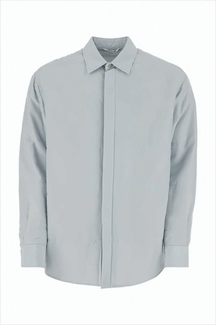 Grey Long-Sleeve Shirt with Structured Shoulders