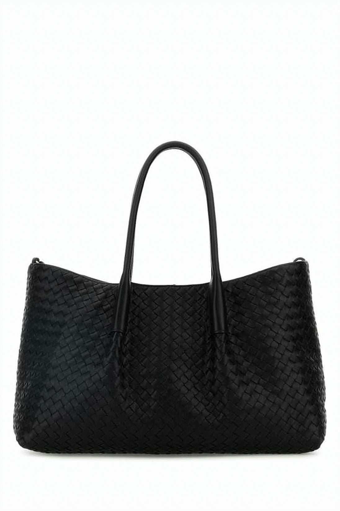 Large Woven Calf Leather Shoulder Bag with Suede Lining