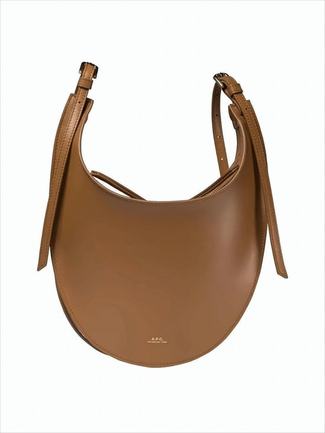 Crescent-Shaped Cow Leather Shoulder Bag