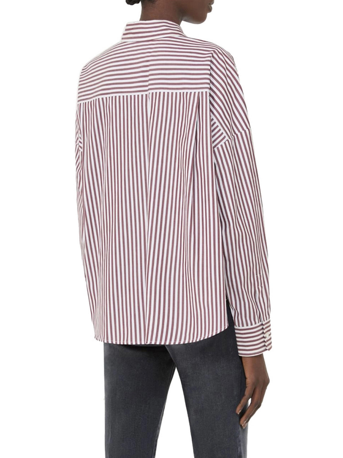 Bordeaux Striped Cotton Linen Shirt
