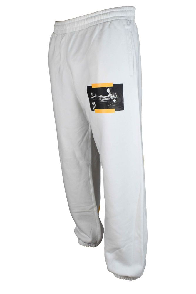 Straight-Cut Jogging Pants With Diagonal Stripes And Graphic Appeal