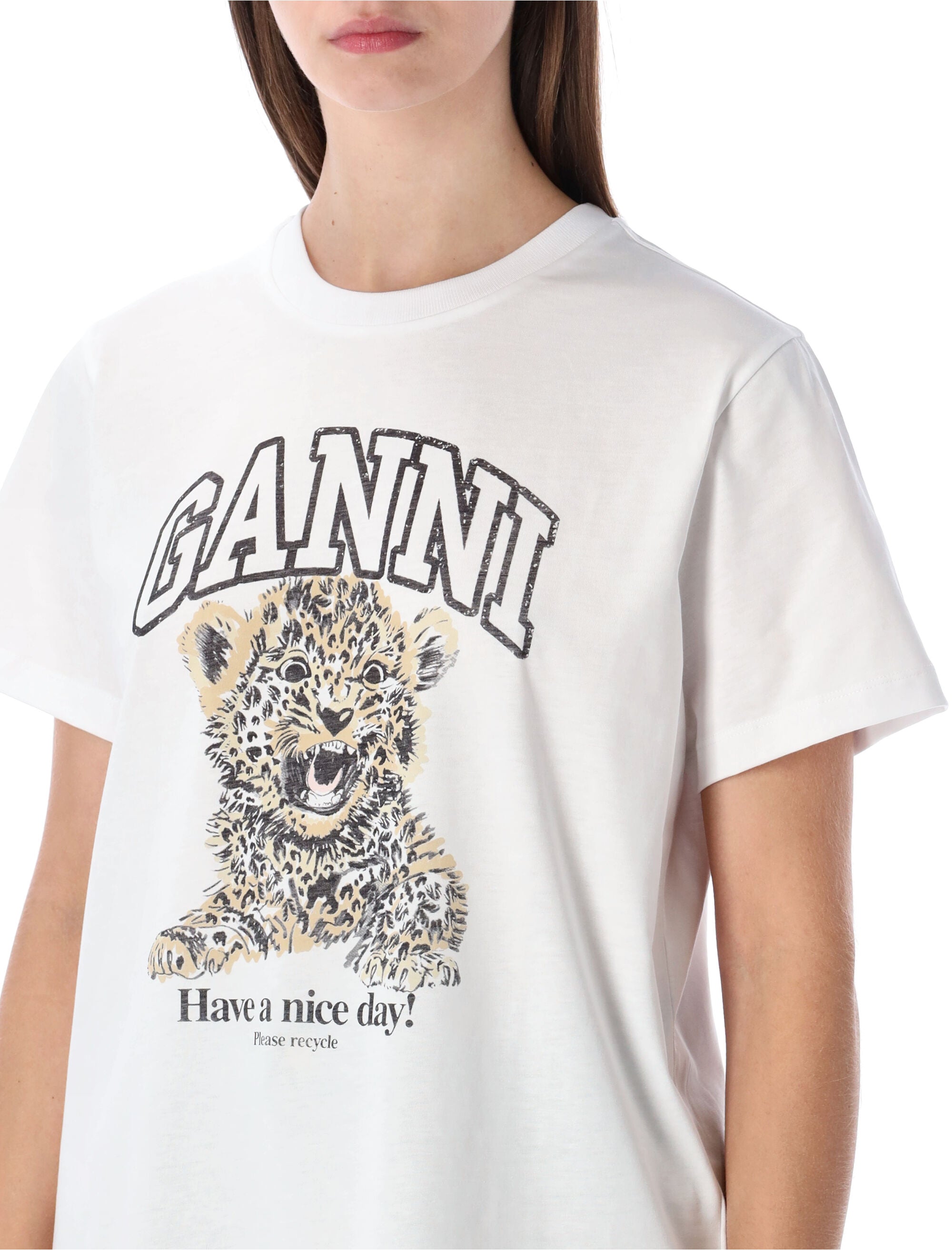 Zabawny T-shirt z grafiką lamparta i odważnymi detalami