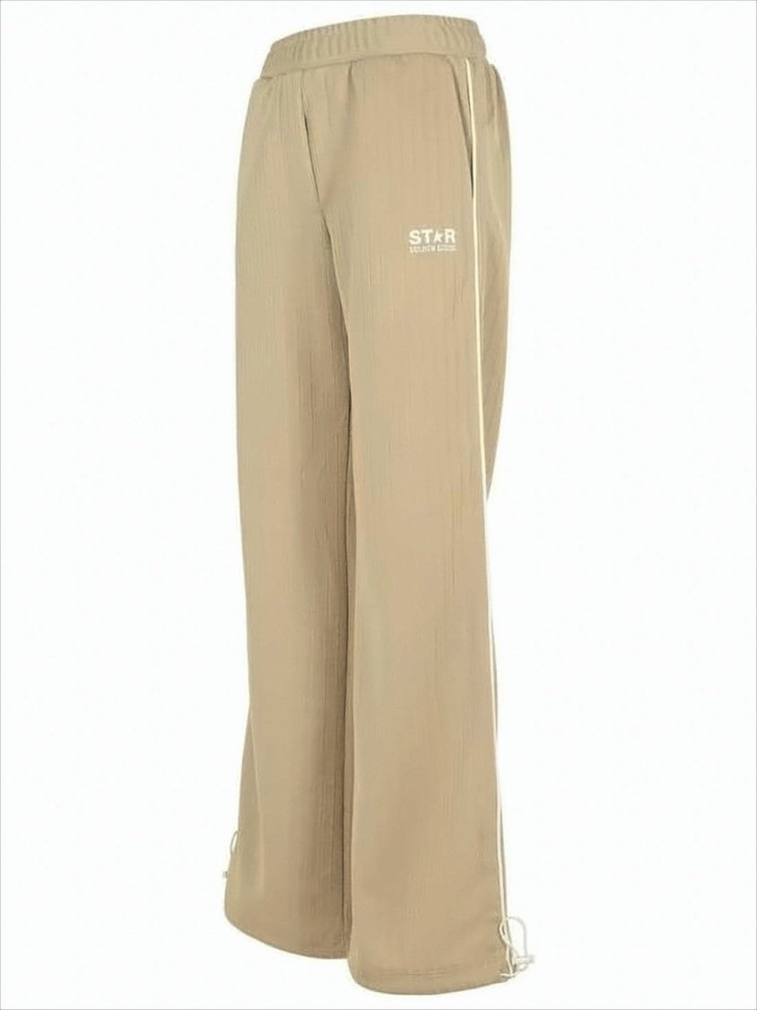 Wide-Leg Relaxed Fit Pants with Drawstring Hem