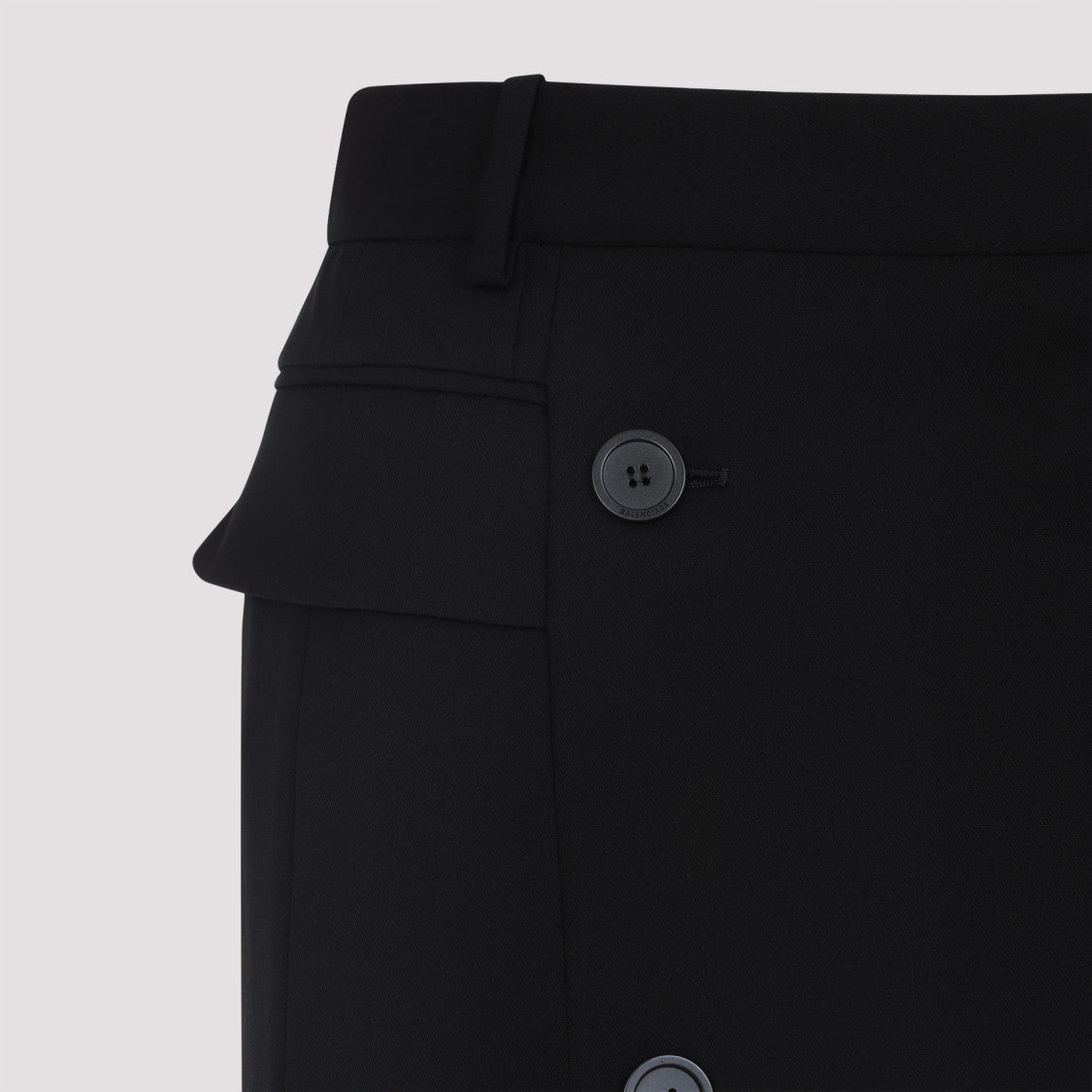 Tailored Black Skirt With Double-Breasted Buttons