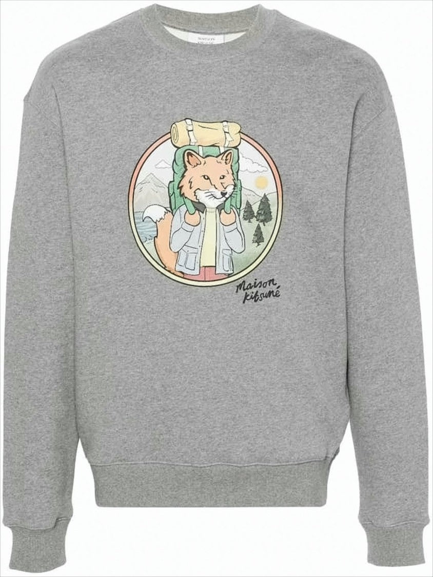Relaxed Fit Cotton Sweatshirt with Graphic Fox Design