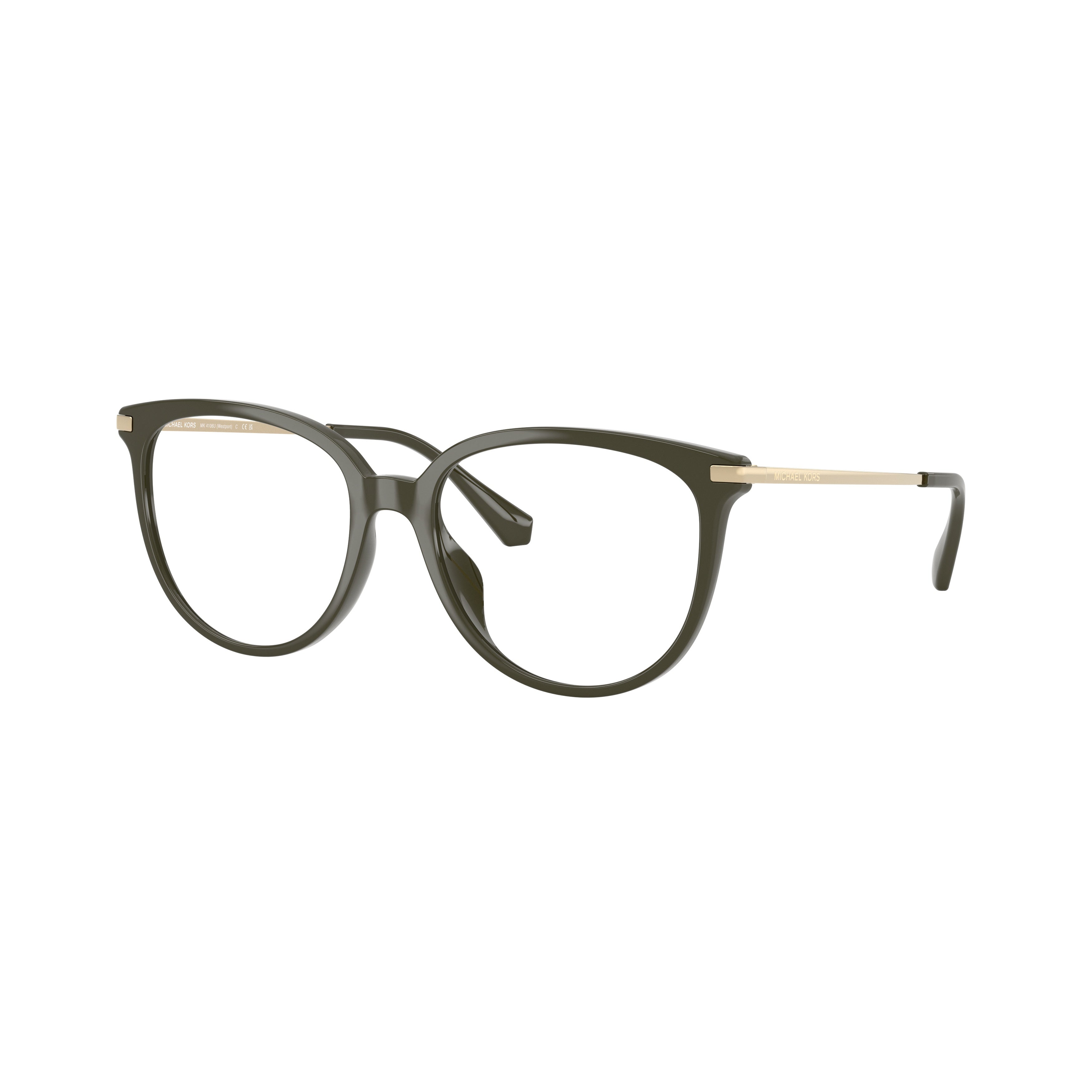 0mk4106u Rounded Cat-Eye Eyeglasses in Muted Olive Green