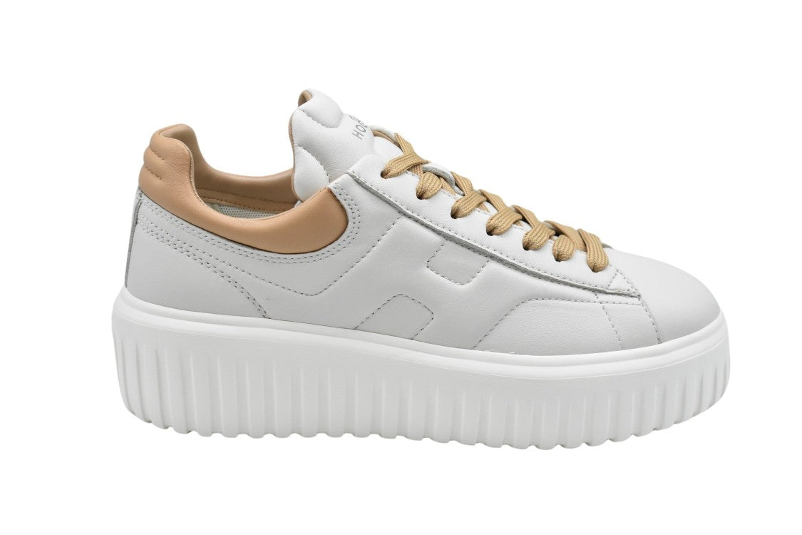 Ivory Sneakers With Platform Sole And Rounded Toe