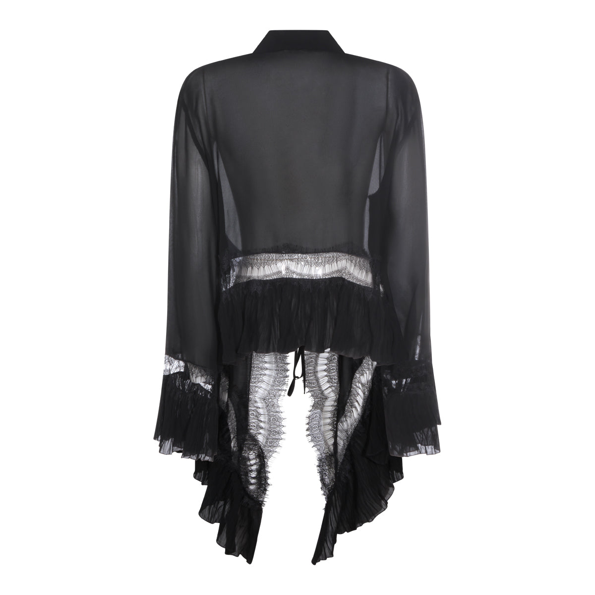 Black Viscose Lace Shirt
