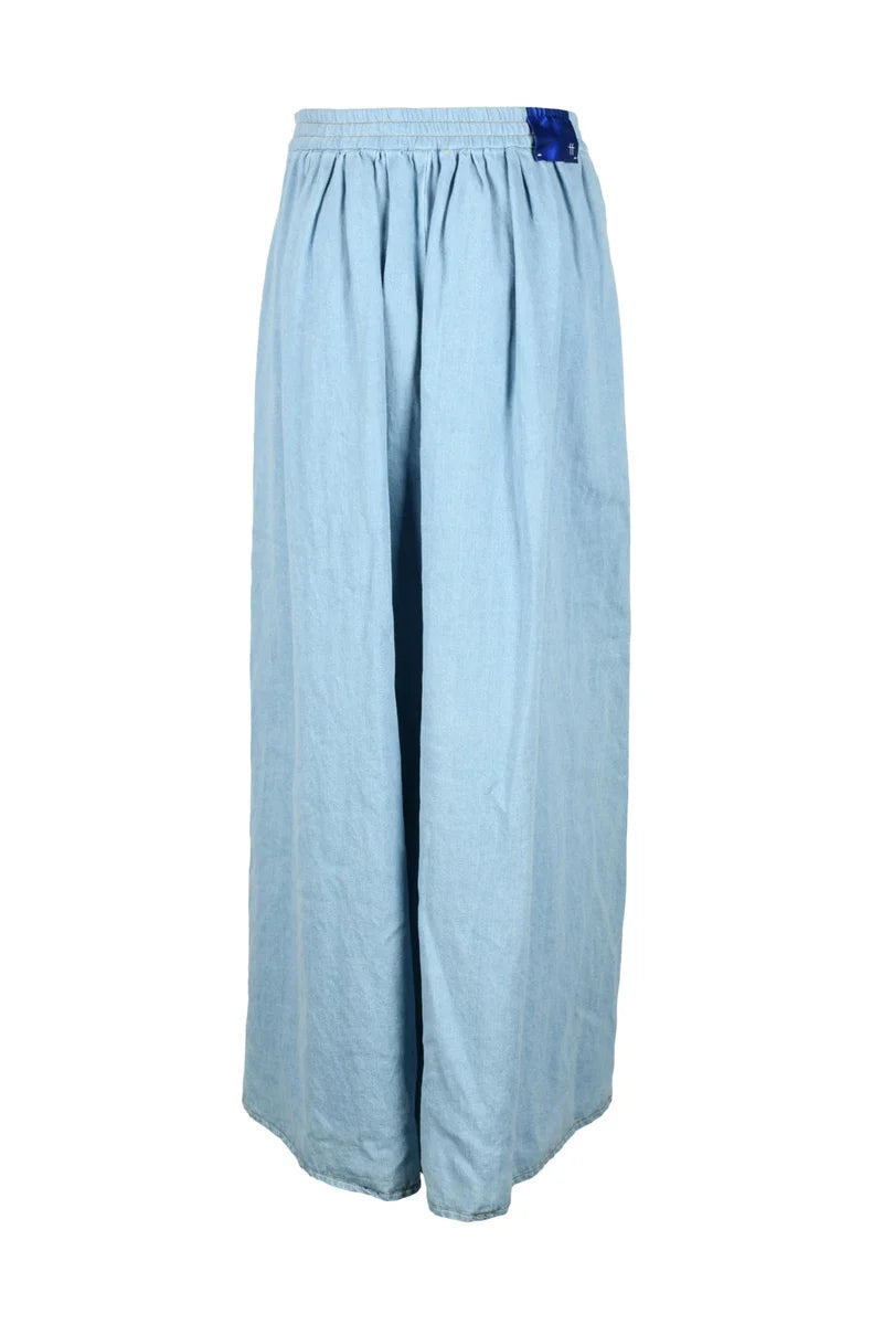 Long Denim Skirt Linen - Denim