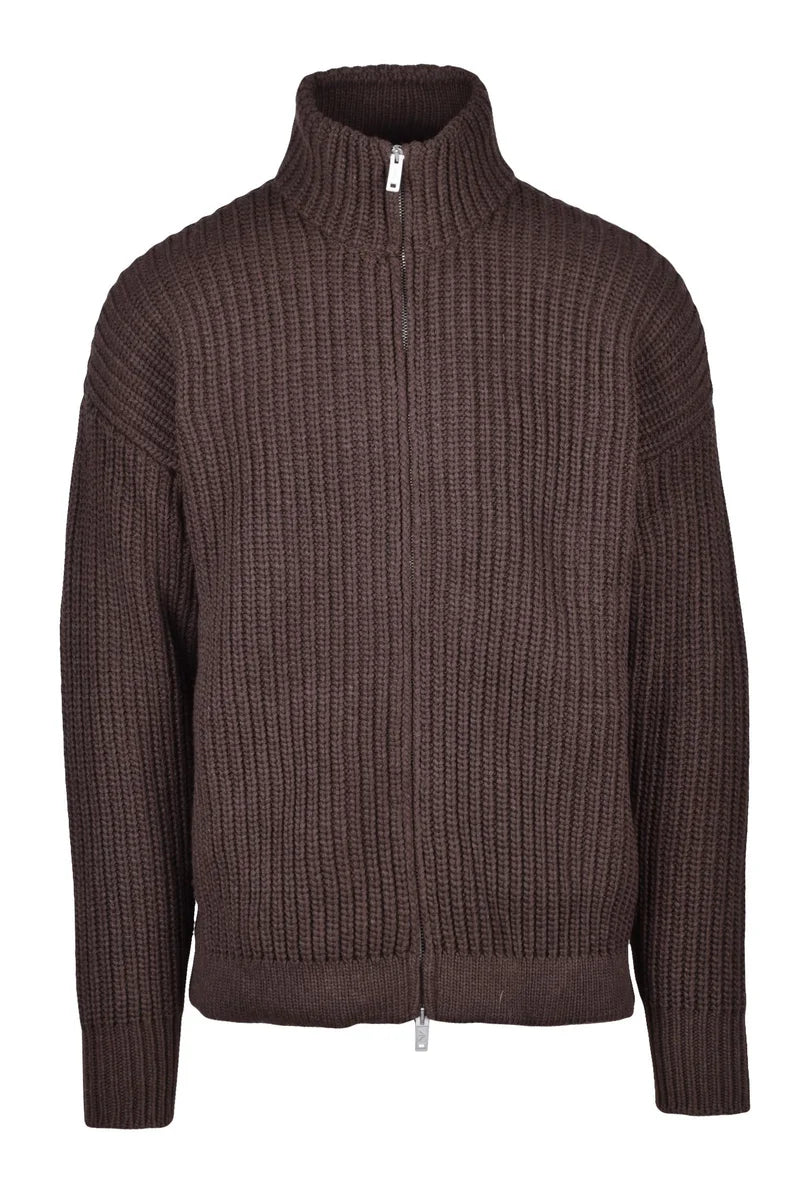 Knit Brown Zip Cardigan