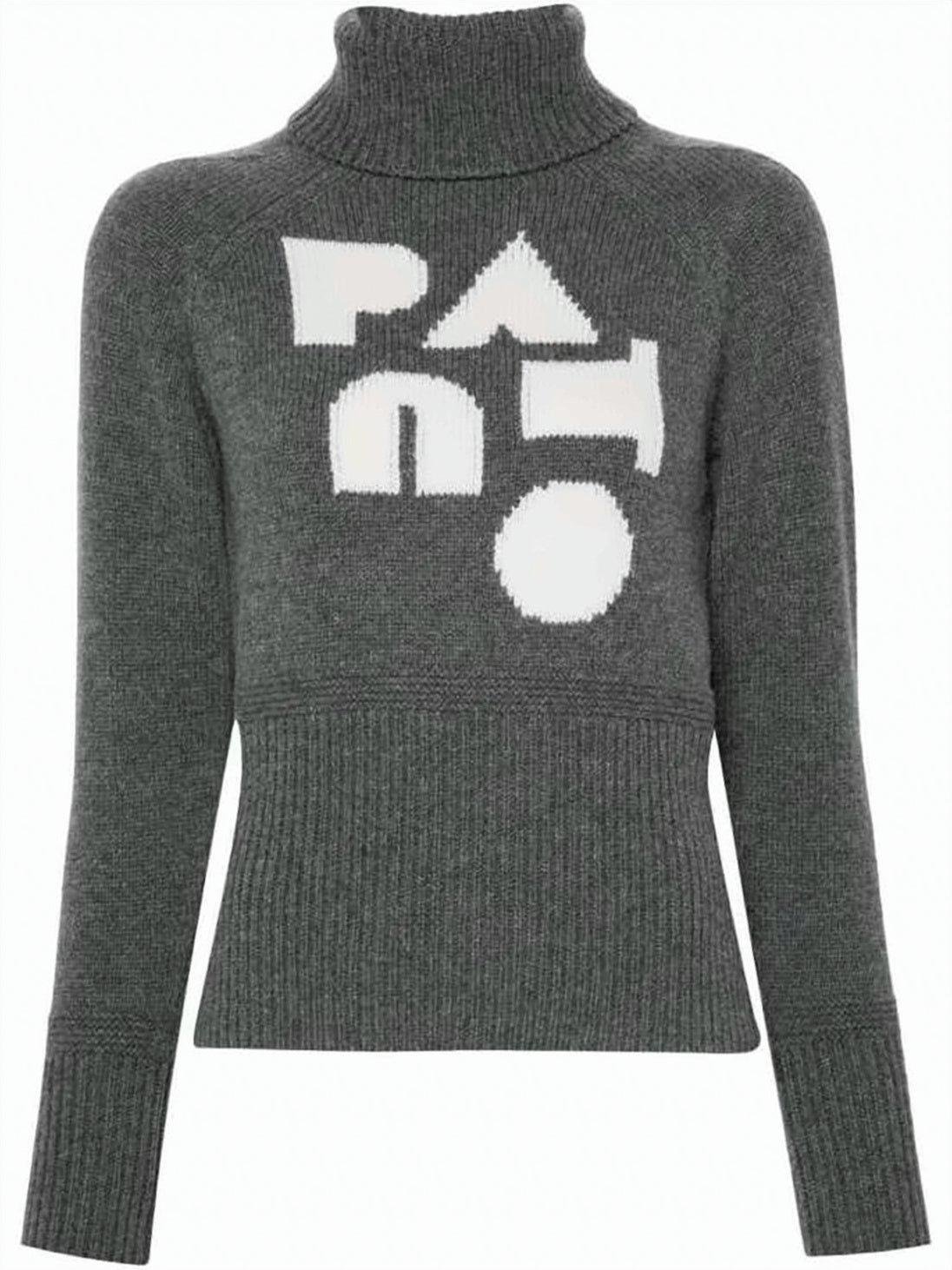 Knitted Turtleneck Sweater with Abstract Pattern