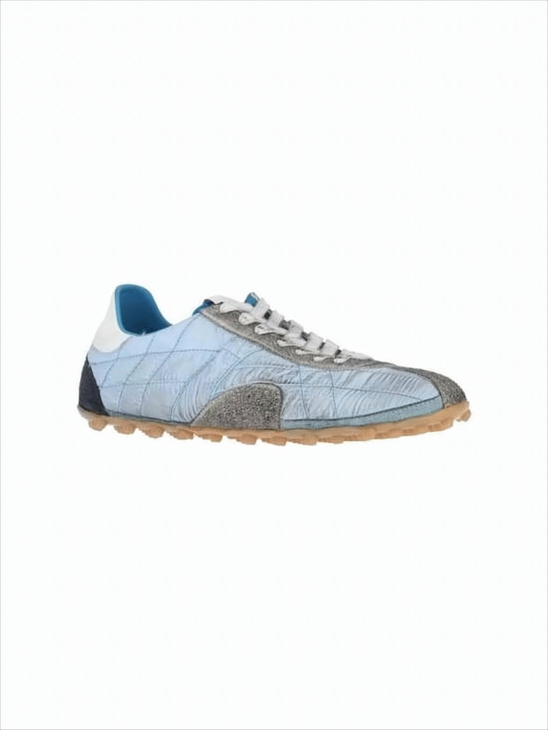 Quilted Blue Sneakers with Suede Overlays