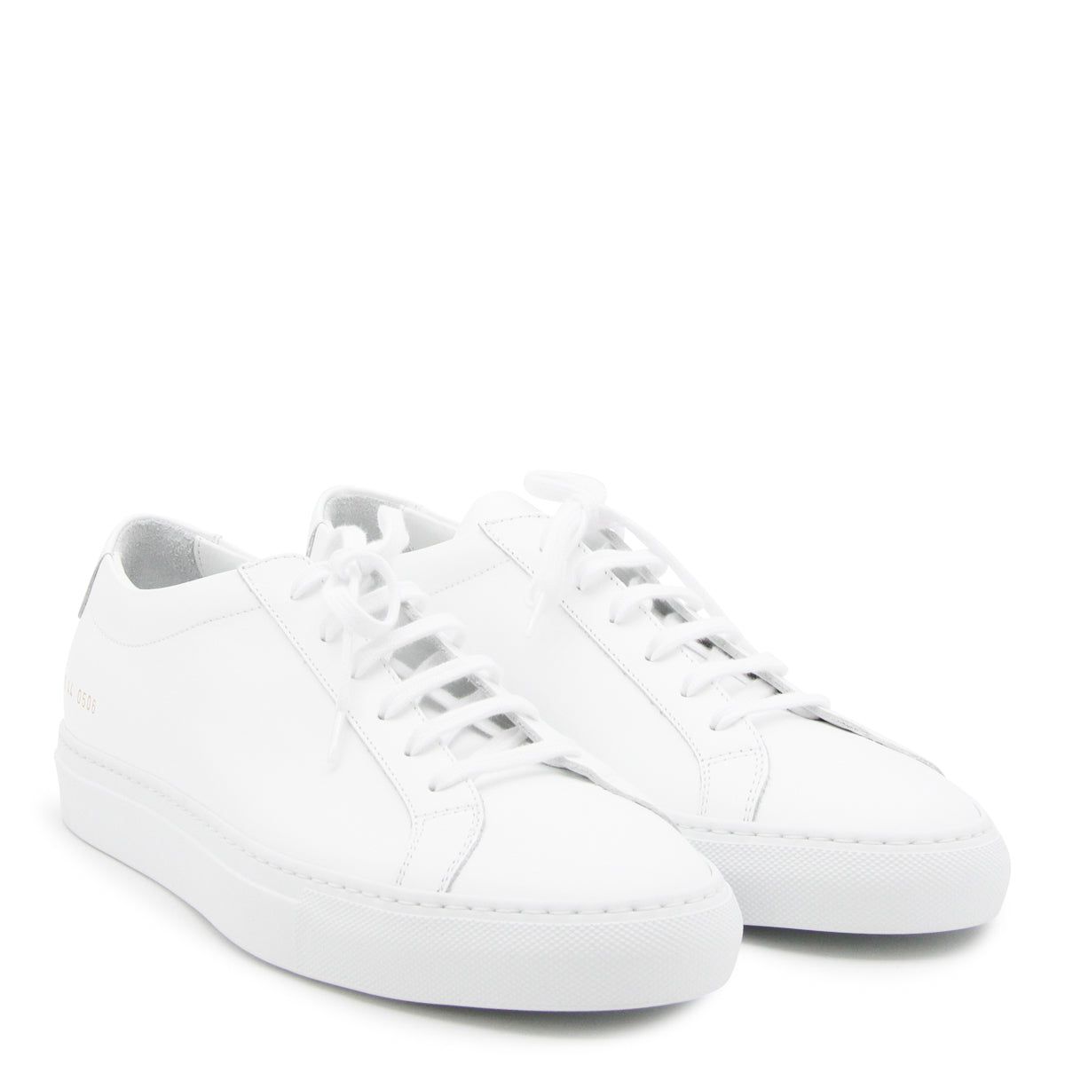 Minimalist White Leather Sneakers With Refined Gold Detail