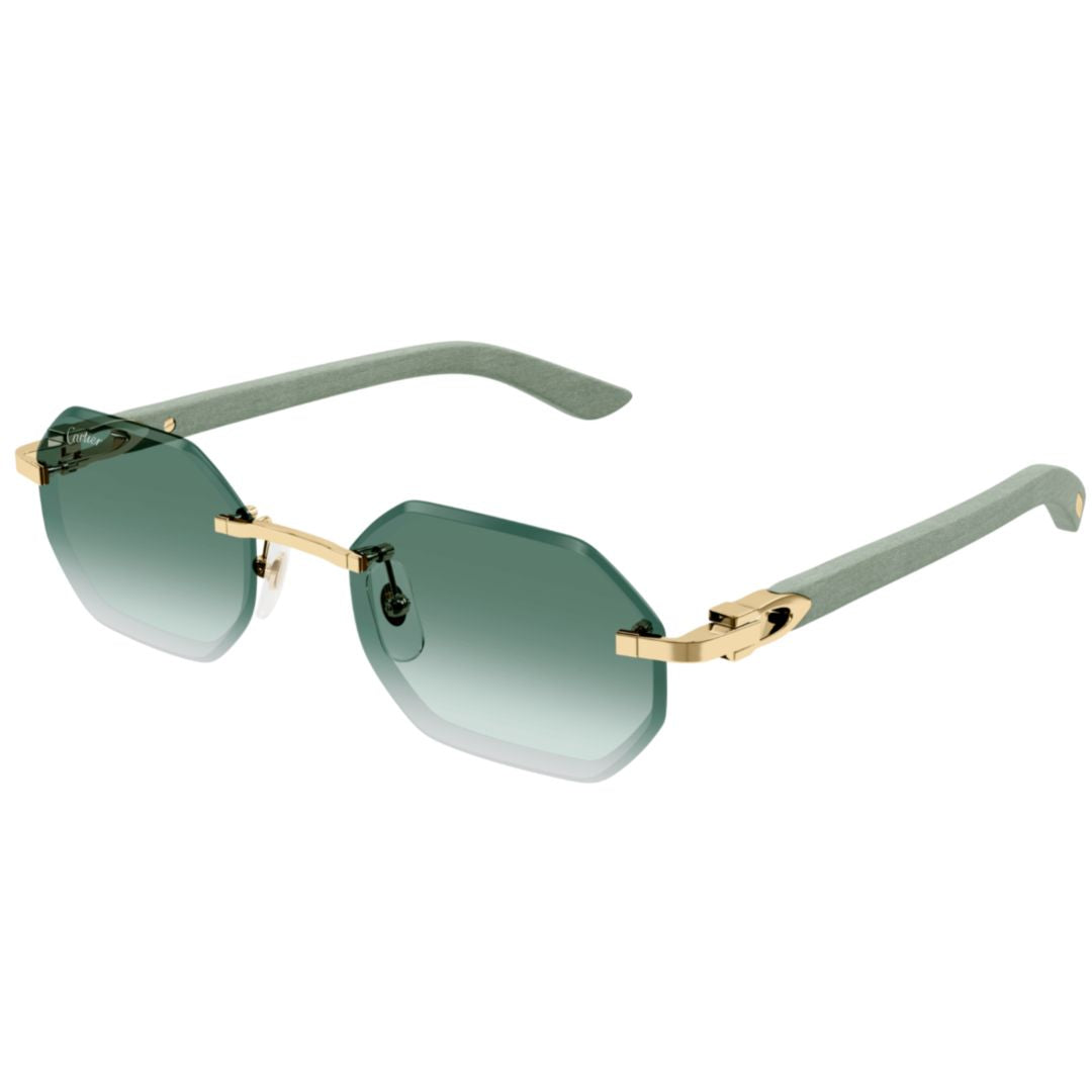 Gradient Tint Rimless Sunglasses With Gold Accents