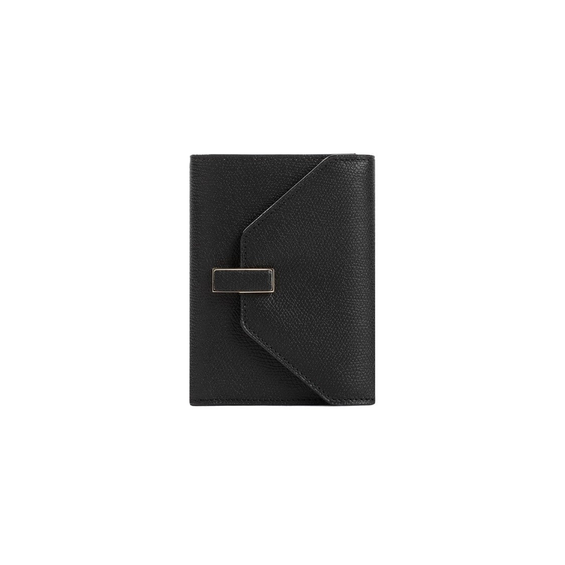 Compact Black Calf Leather Iside Wallet