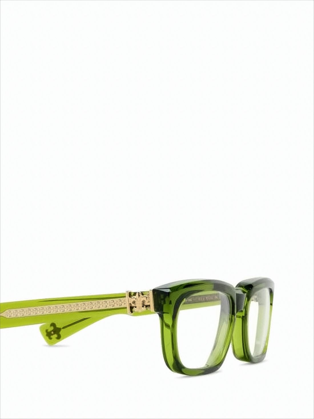Translucent Green Acetate Sunglasses With Silver Detailing