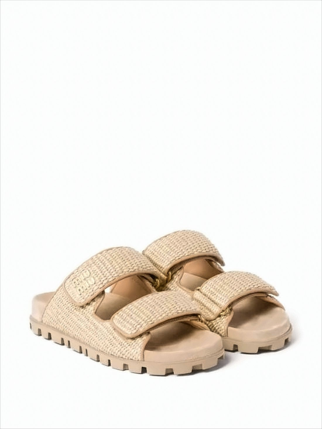 Textured Calfskin Sandals with Adjustable Velcro Straps