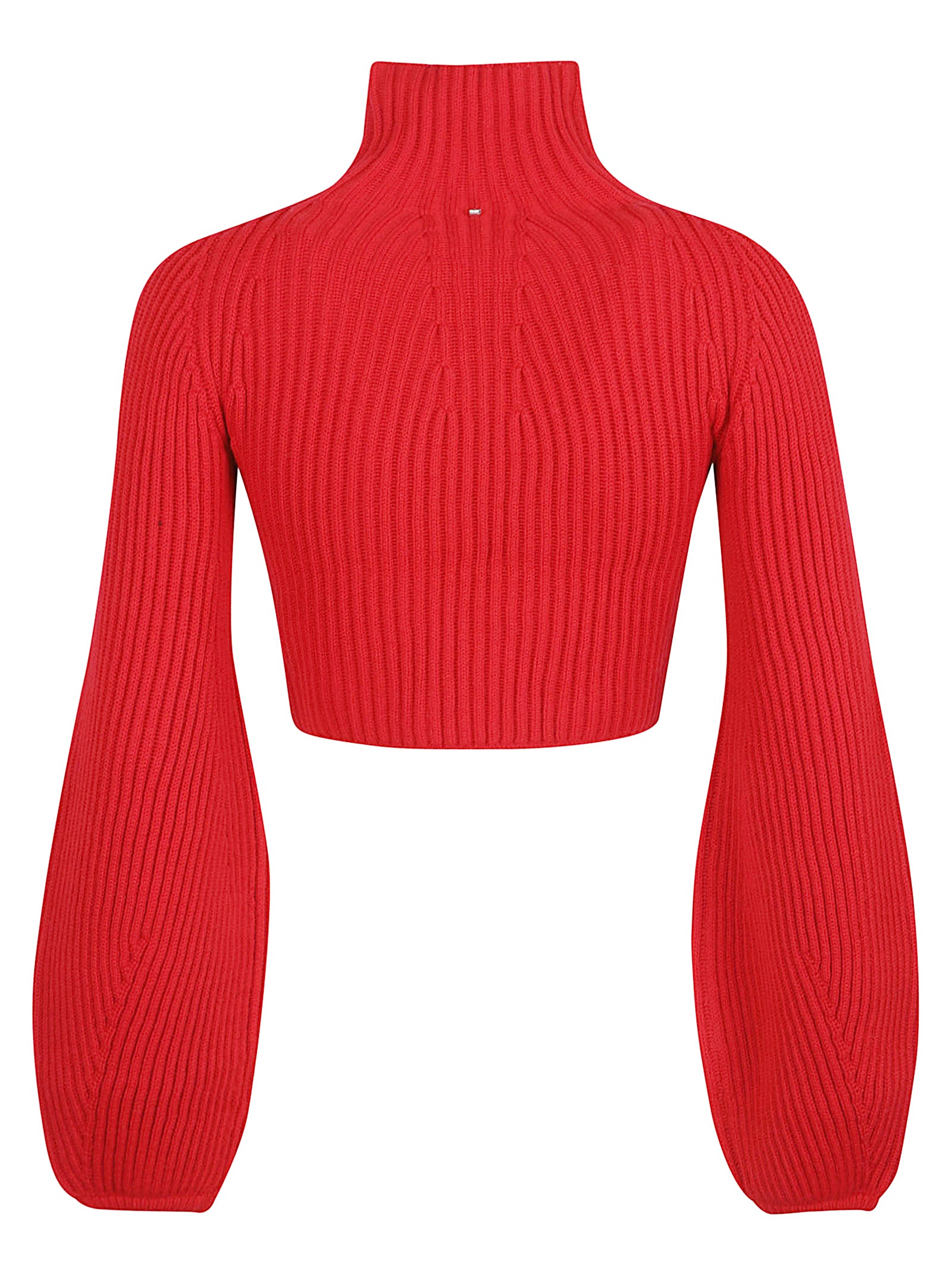 Cropped Sweater With High Neckline