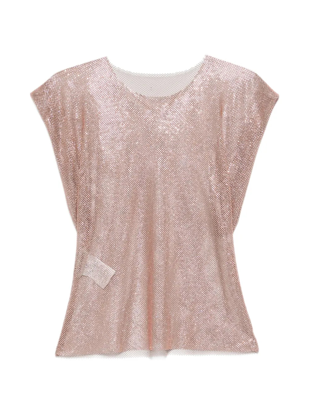 Shimmering Pink Mesh Top with Boxy Silhouette