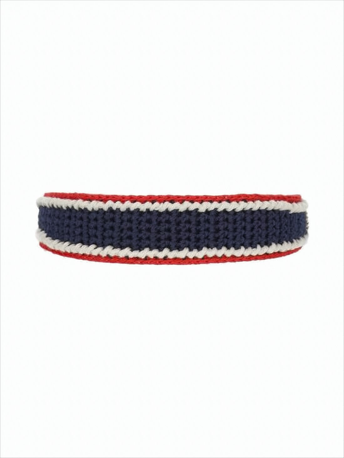 Woven Texture Headband With Navy Blue Center