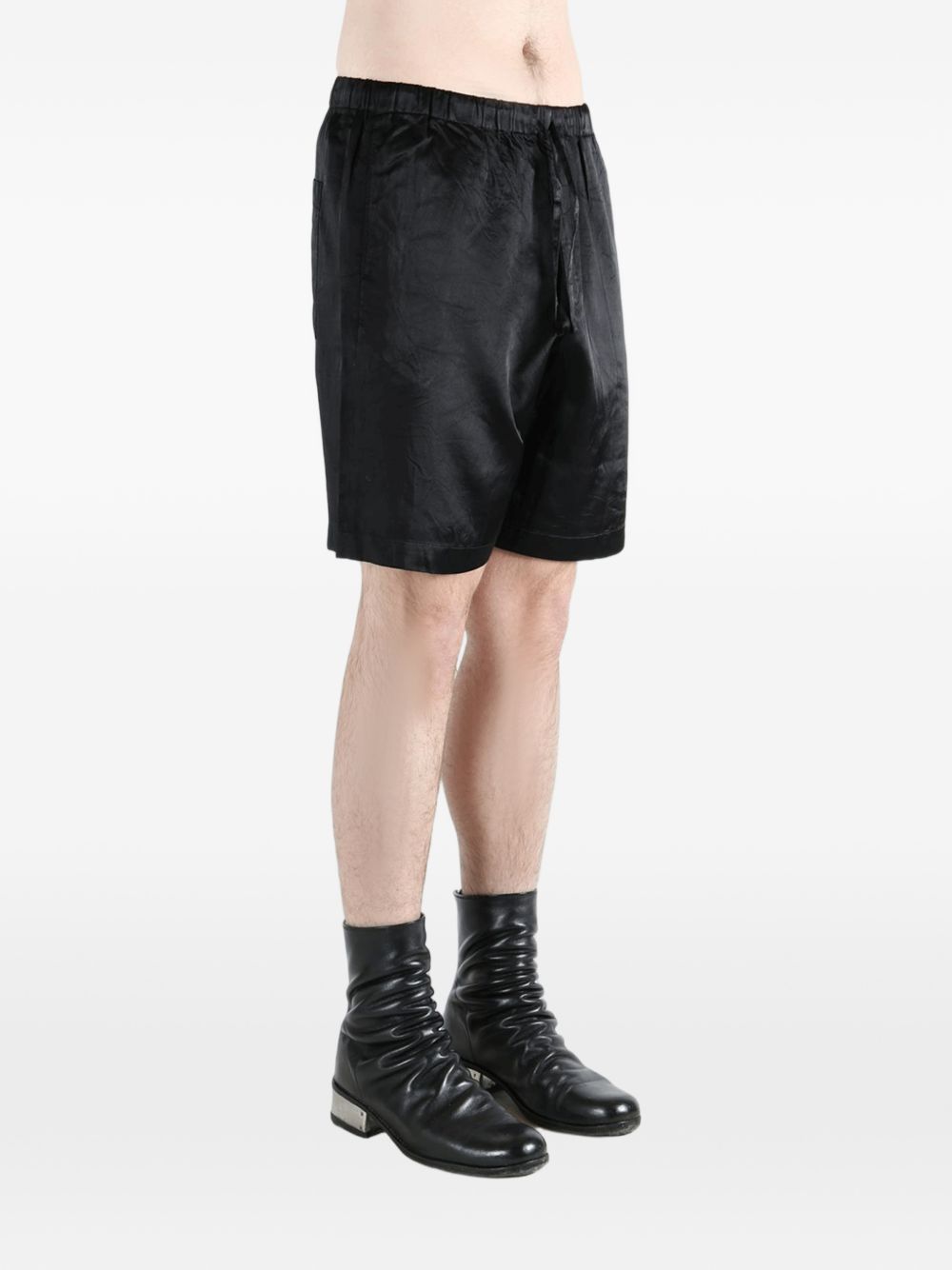 Drawstring Black Shorts With Elasticated Waistband