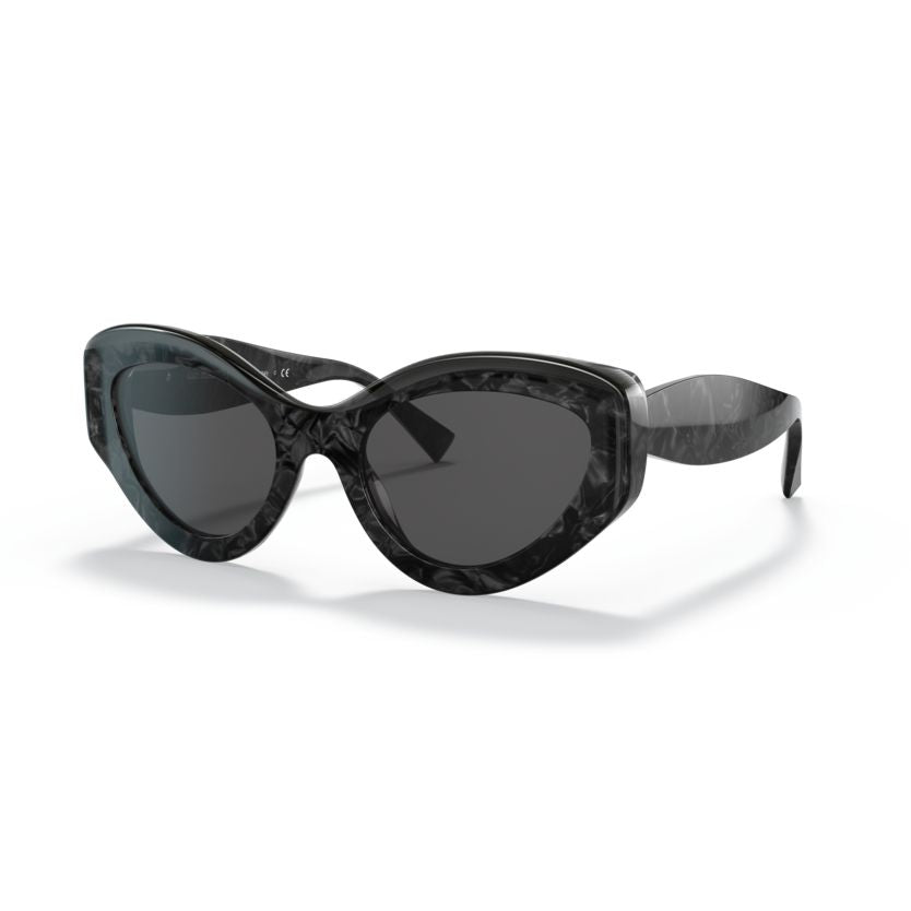 5064 Sole Oversized Cat-Eye Sunglasses with Marbled Black Acetate Frame