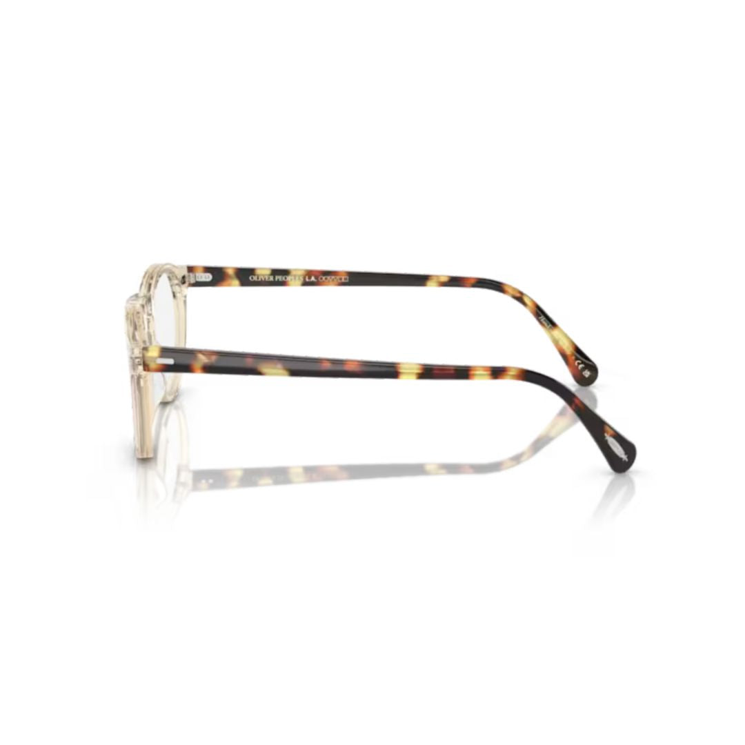 0ov5186 Translucent Beige Round Eyeglasses with Tortoiseshell Temples