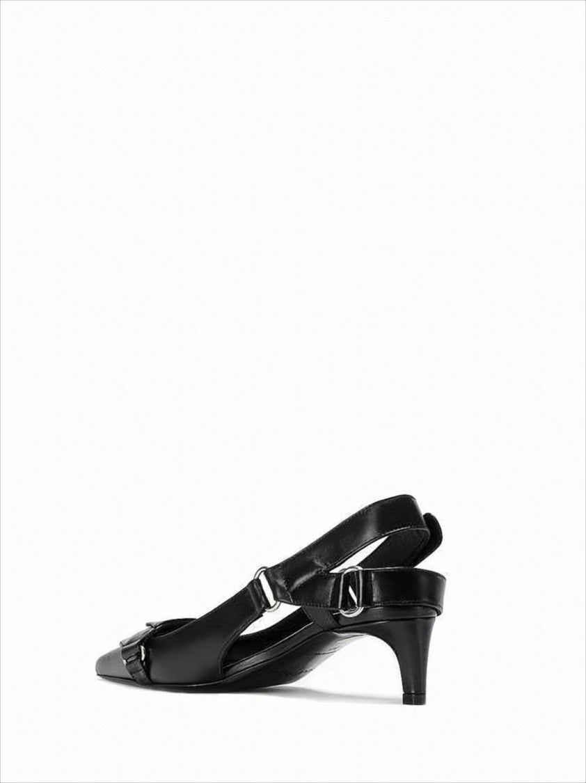 Pointed Toe Slingback Pumps With Adjustable Buckle Detail