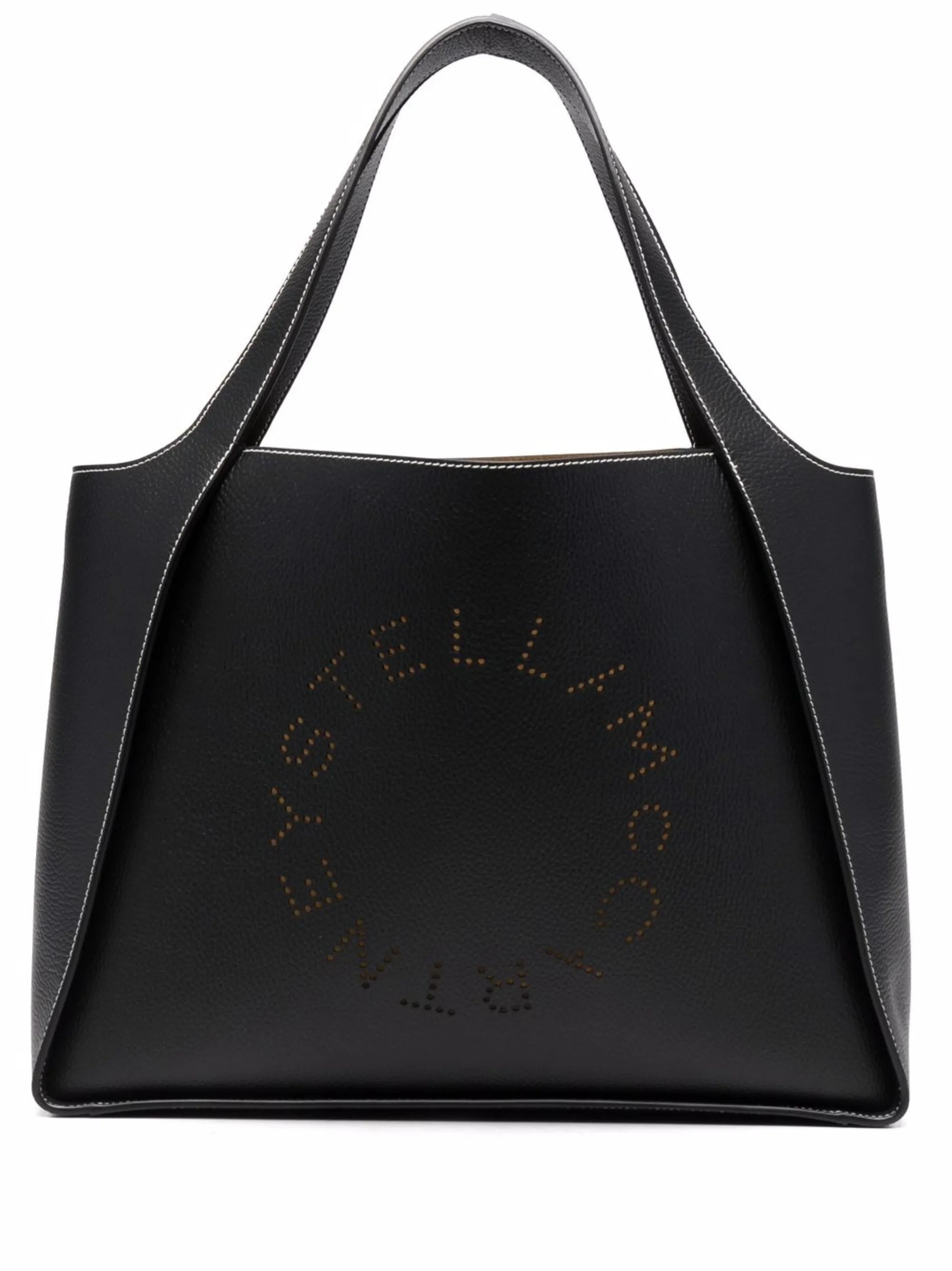 Textured Trapezoidal Tote Bag With Circular Logo