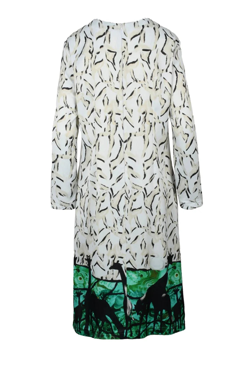 Midi Dress - Cream/Green