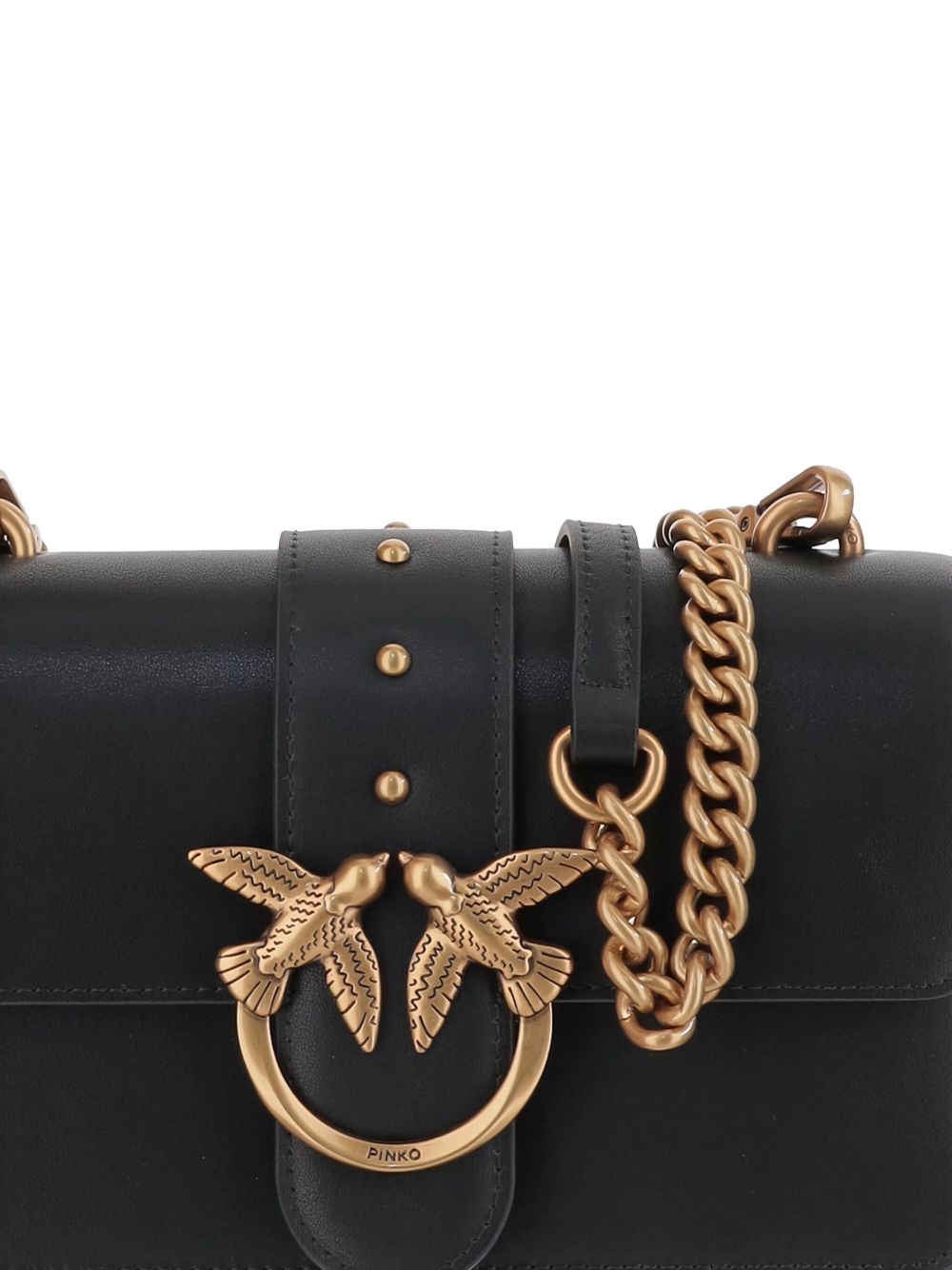 Rectangular Black Bag With Gold-Tone Chain Strap