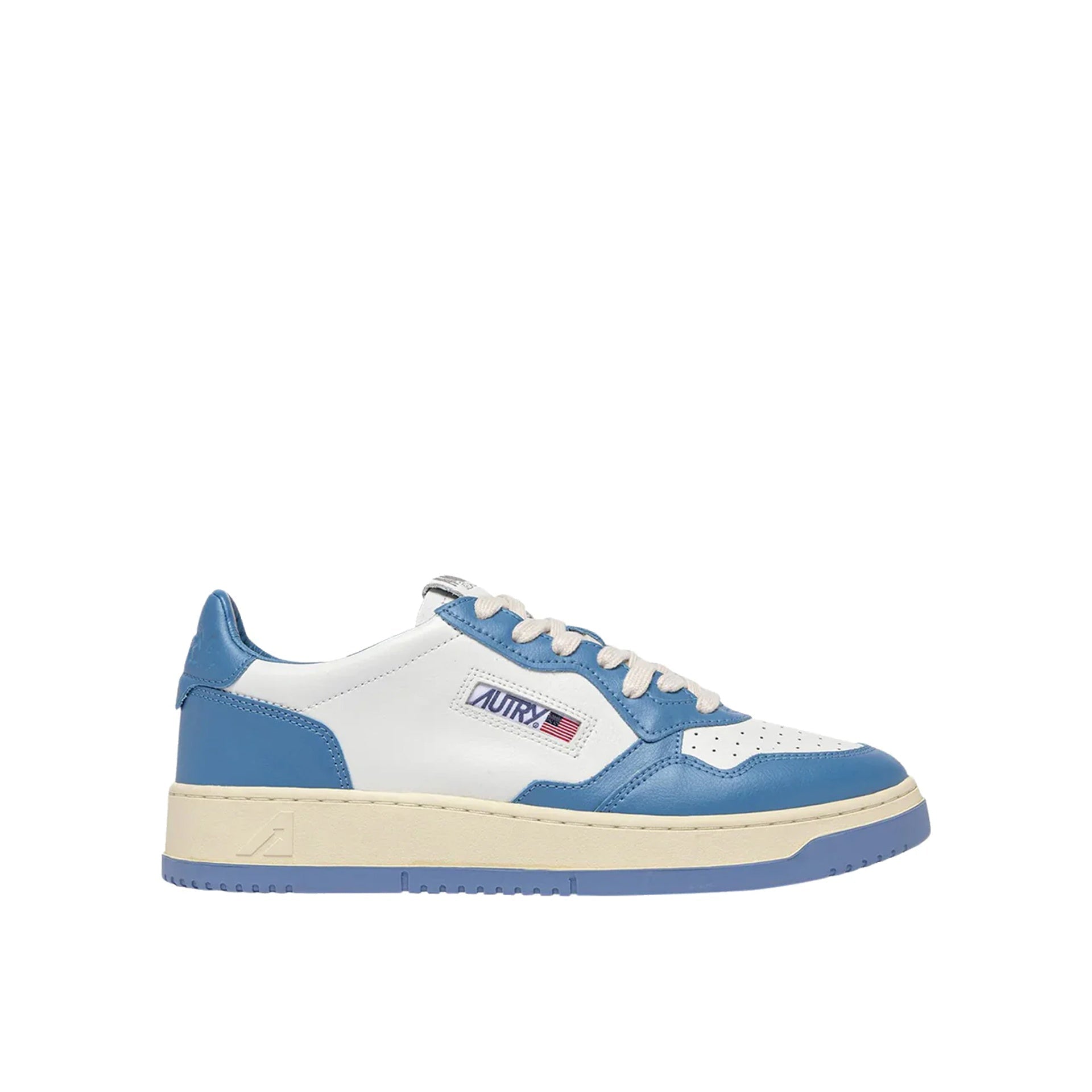 Bicolored Leather Low-Top Sneakers With Embroidered Logo