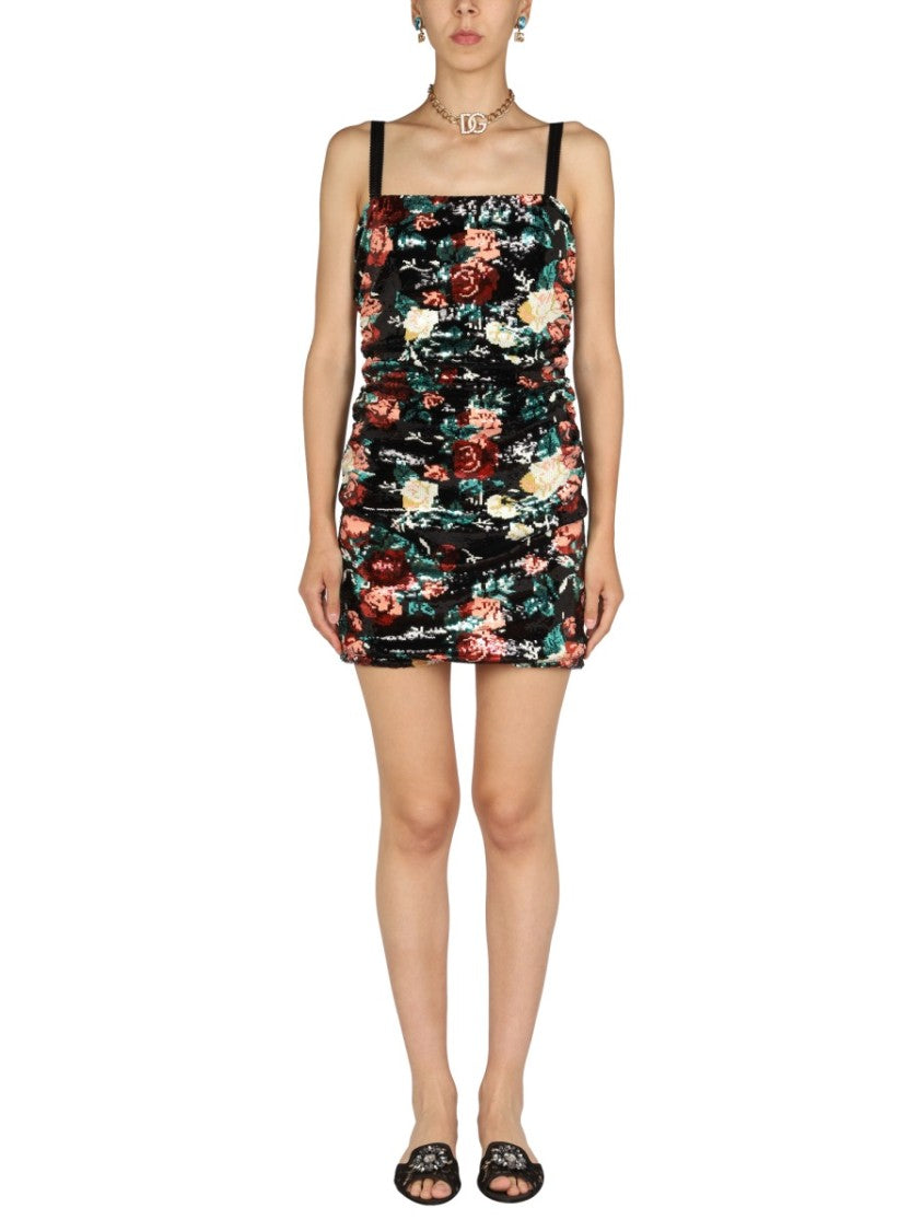 Rose Embroidery Short Dress