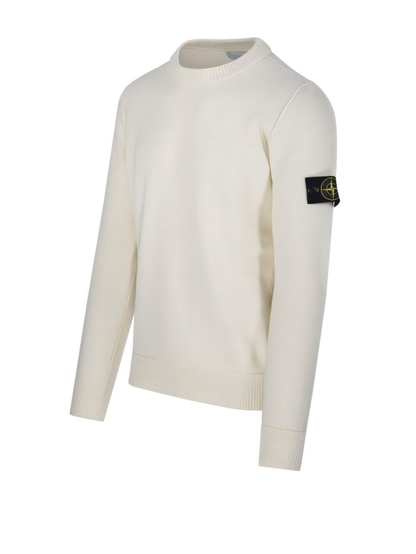 Classic Crew Neck Knit Sweater with Logo Patch