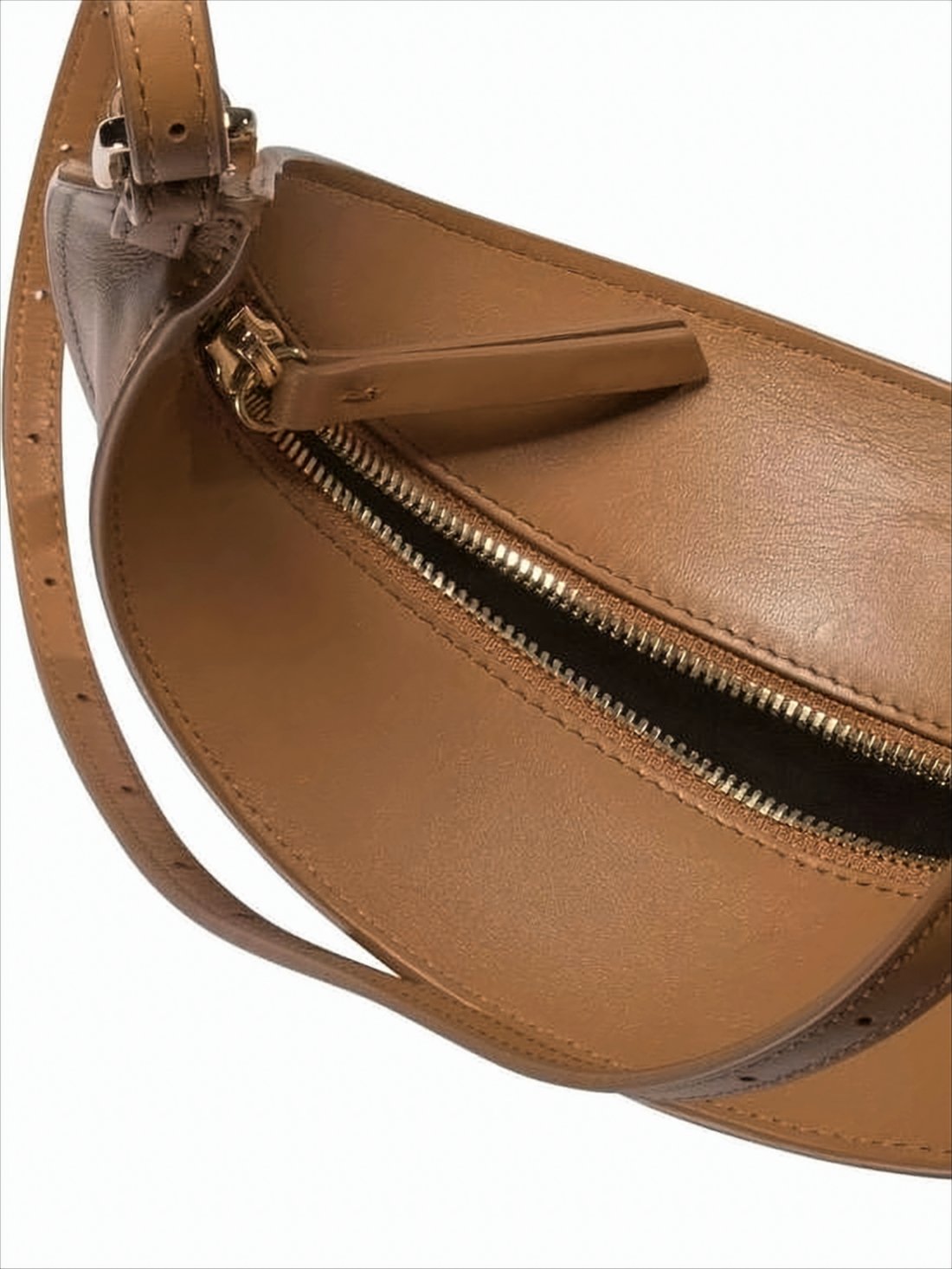 Crescent-Shaped Cow Leather Shoulder Bag